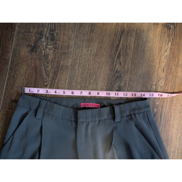 Alice + Olivia Womens Sz 8 Pants Olive Green Stretch Pleated Caree Trousers - Picture 3 of 11